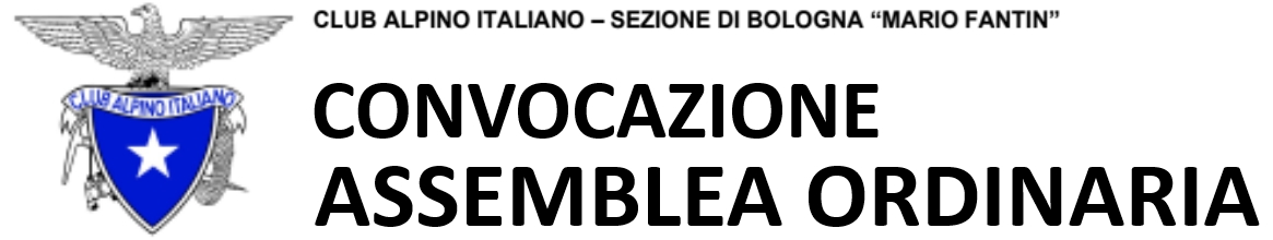 Convocazione Assemblea Ordinaria, Sede CAI Bologna, mercoledì 28 ottobre ore 20:30
